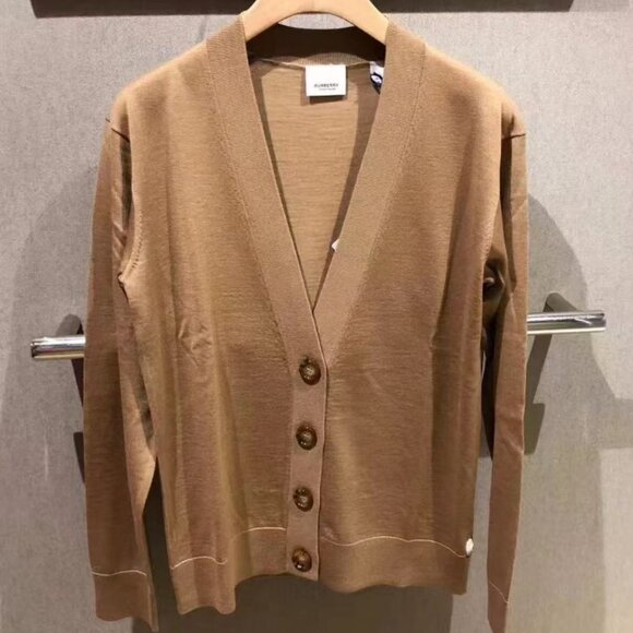 NWT Authentic BURBERRY Wool Cardigan Camel melange - Picture 1 of 4
